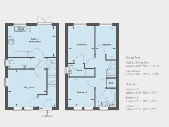 Floor plan 3 bedroom house - artist's impression subject to change